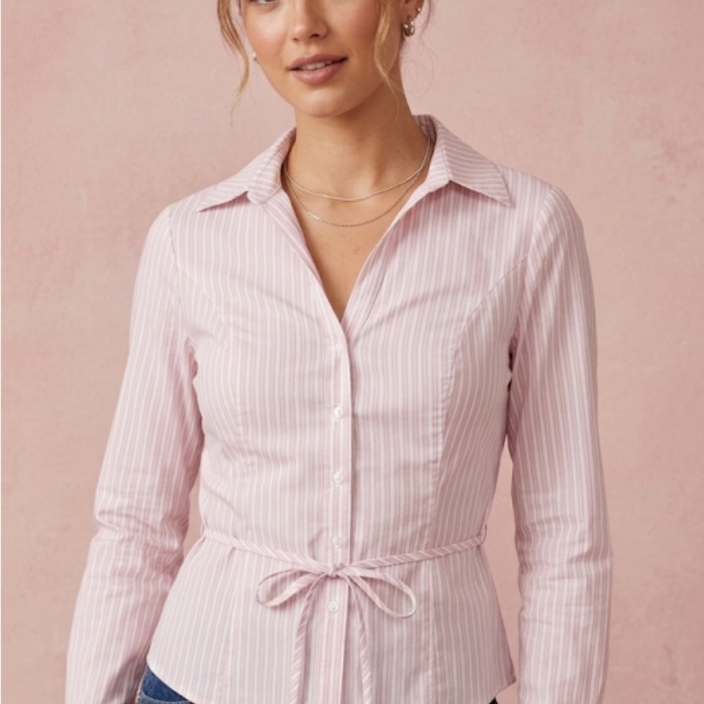 Striped Button Down Shirt -Office Siren
